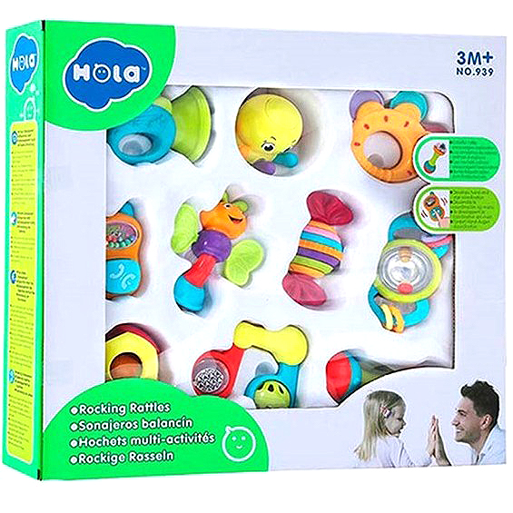 ست جغجغه 10 تایی هولا تویز کد 939 مناسب بالای 3 ماه