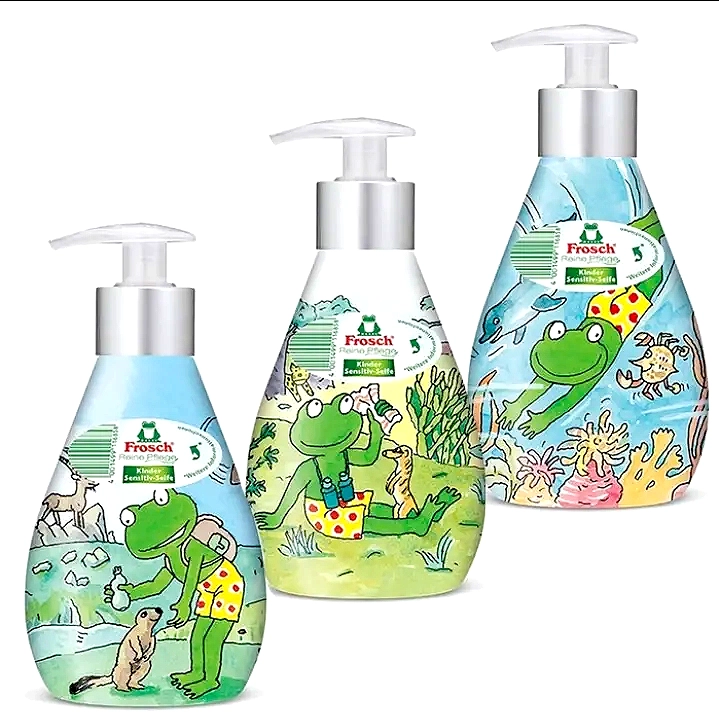 مایع دست شویی ضد عفونی کننده و ضدحساسیت کودک فرش بی بی(Frosch) مناسب پوست های حساس حجم 300 میلی لیتر انقضا (12 ماه پس از باز شدن)