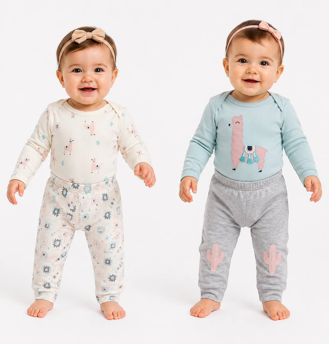 ست 4 تکه بادی و شلوار دخترانه برند PL Baby طرح لاما