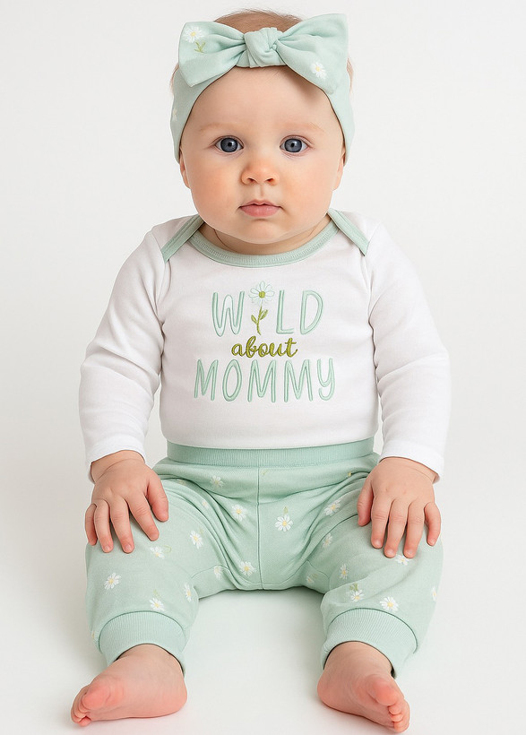 ست سه تکه نوزادی دخترانه Wild About Mommy طرح گلدار