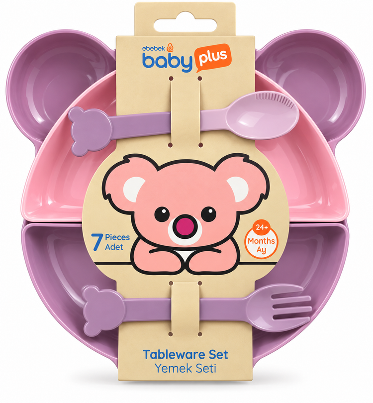 ست ظروف غذاخوری کودک Baby Plus مدل خرس کوالا | ۷ تکه