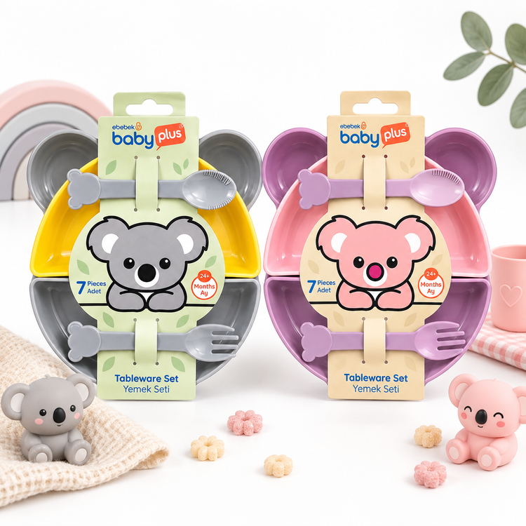 ست غذاخوری کودک Baby Plus مدل خرس کوالا ۷ تکه