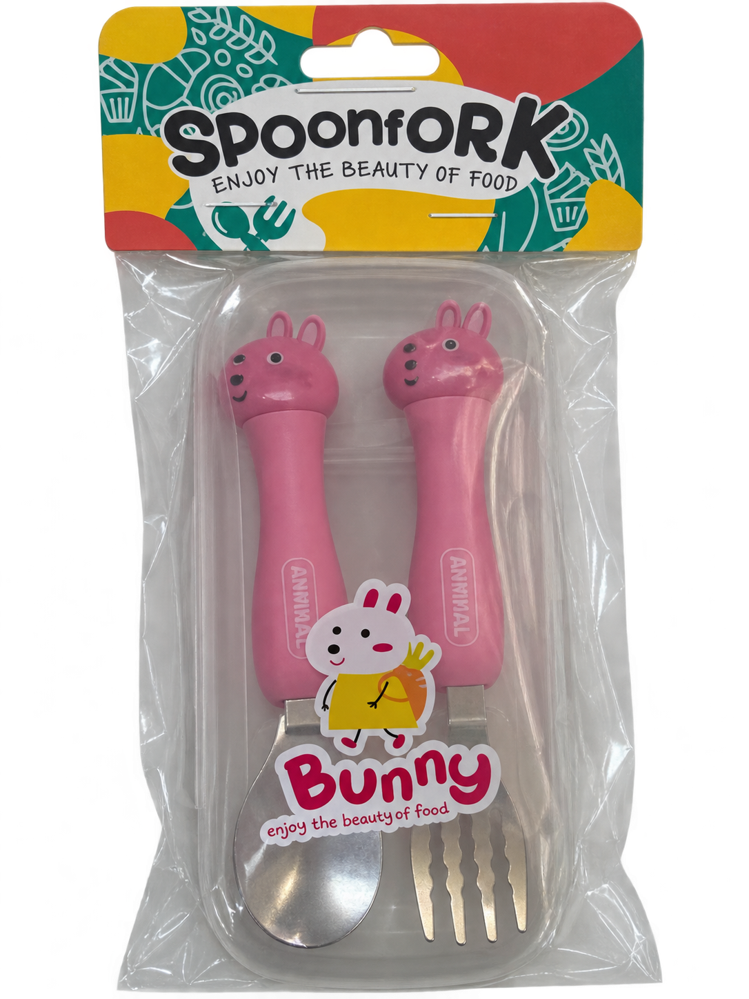 ست قاشق و چنگال کودک طرح حیوانات SpoonFork | دسته عروسکی