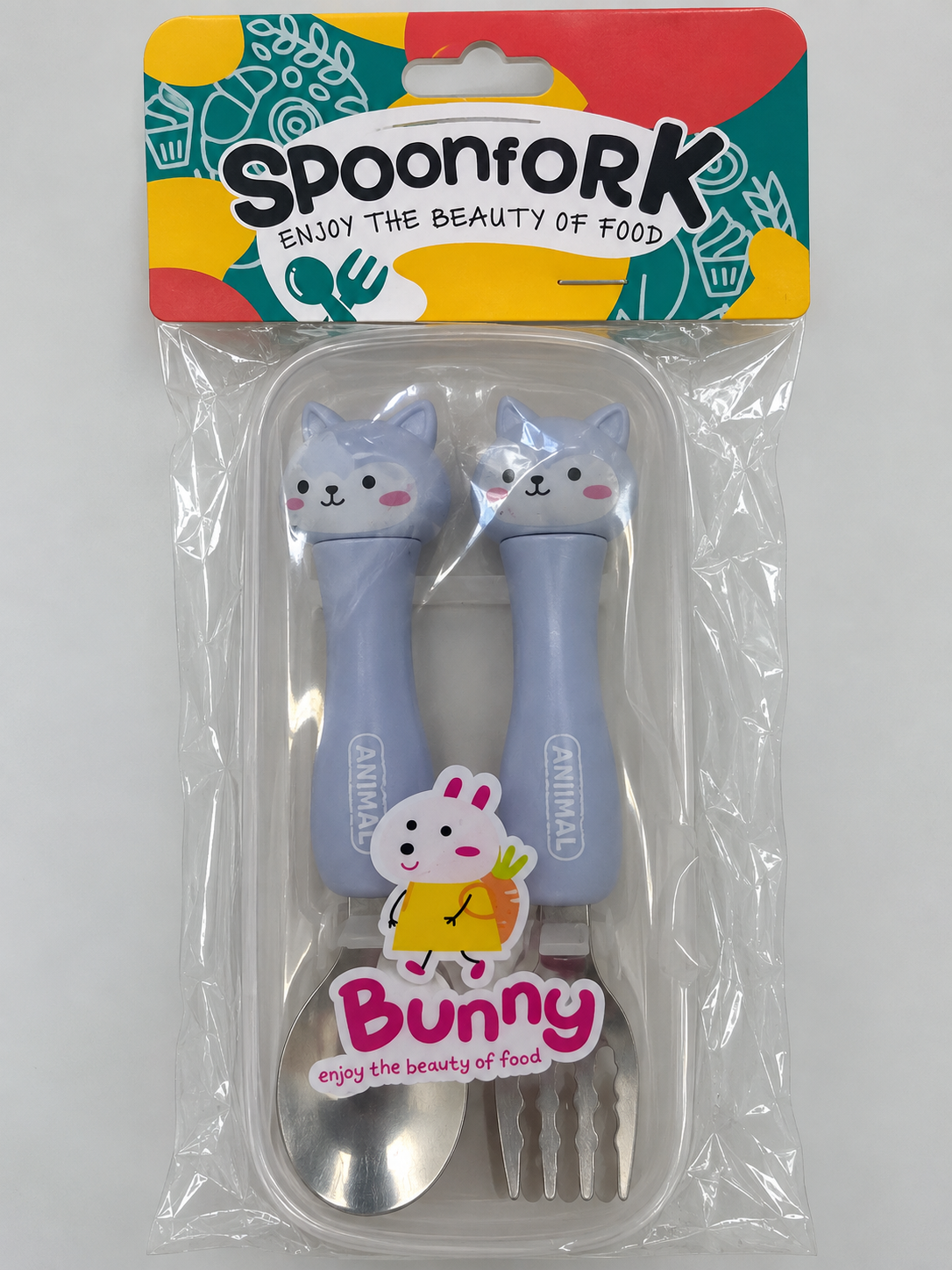 ست قاشق و چنگال کودک طرح حیوانات SpoonFork | دسته عروسکی