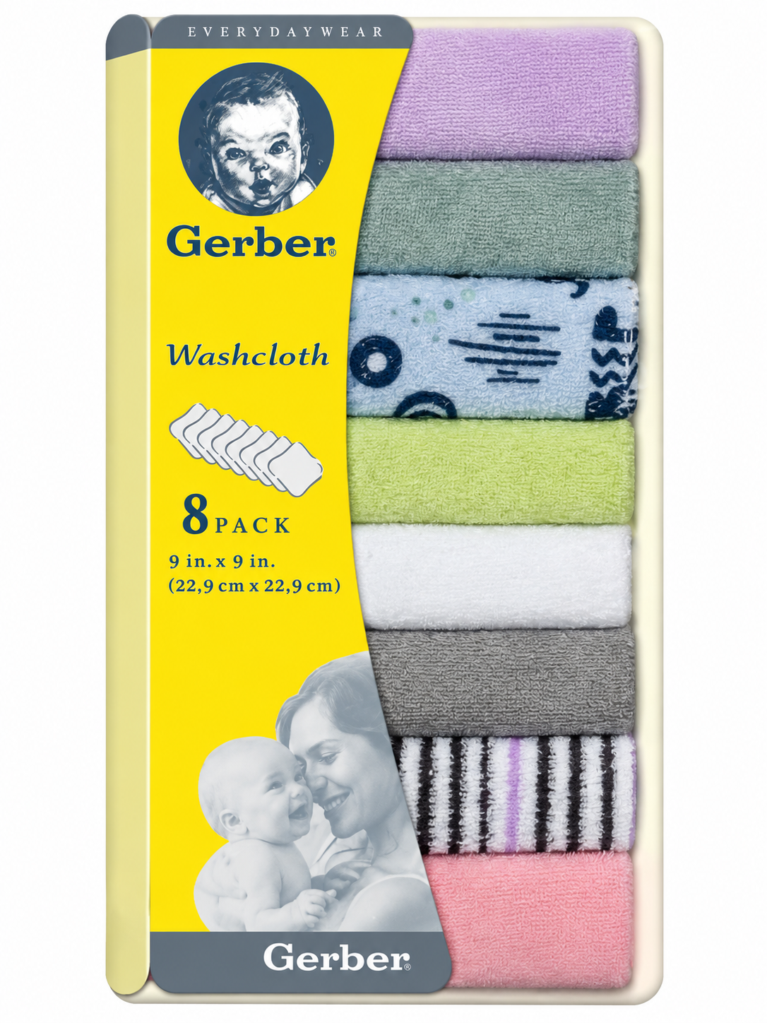 ست ۸ عددی دستمال حولهای کودک Gerber مدل Washcloth