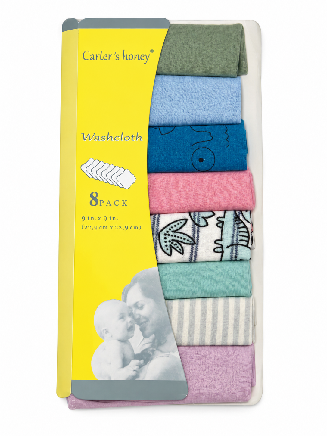 پک ۸ عددی دستمال نخی کودک Carter’s Honey مدل Washcloth