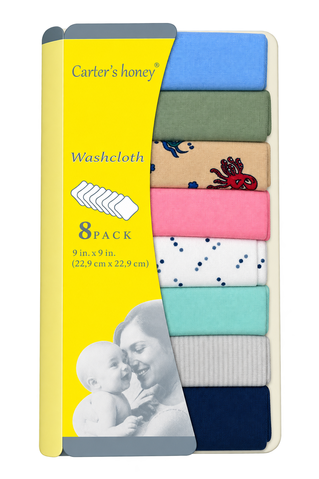 پک ۸ عددی دستمال نخی کودک Carter’s Honey مدل Washcloth