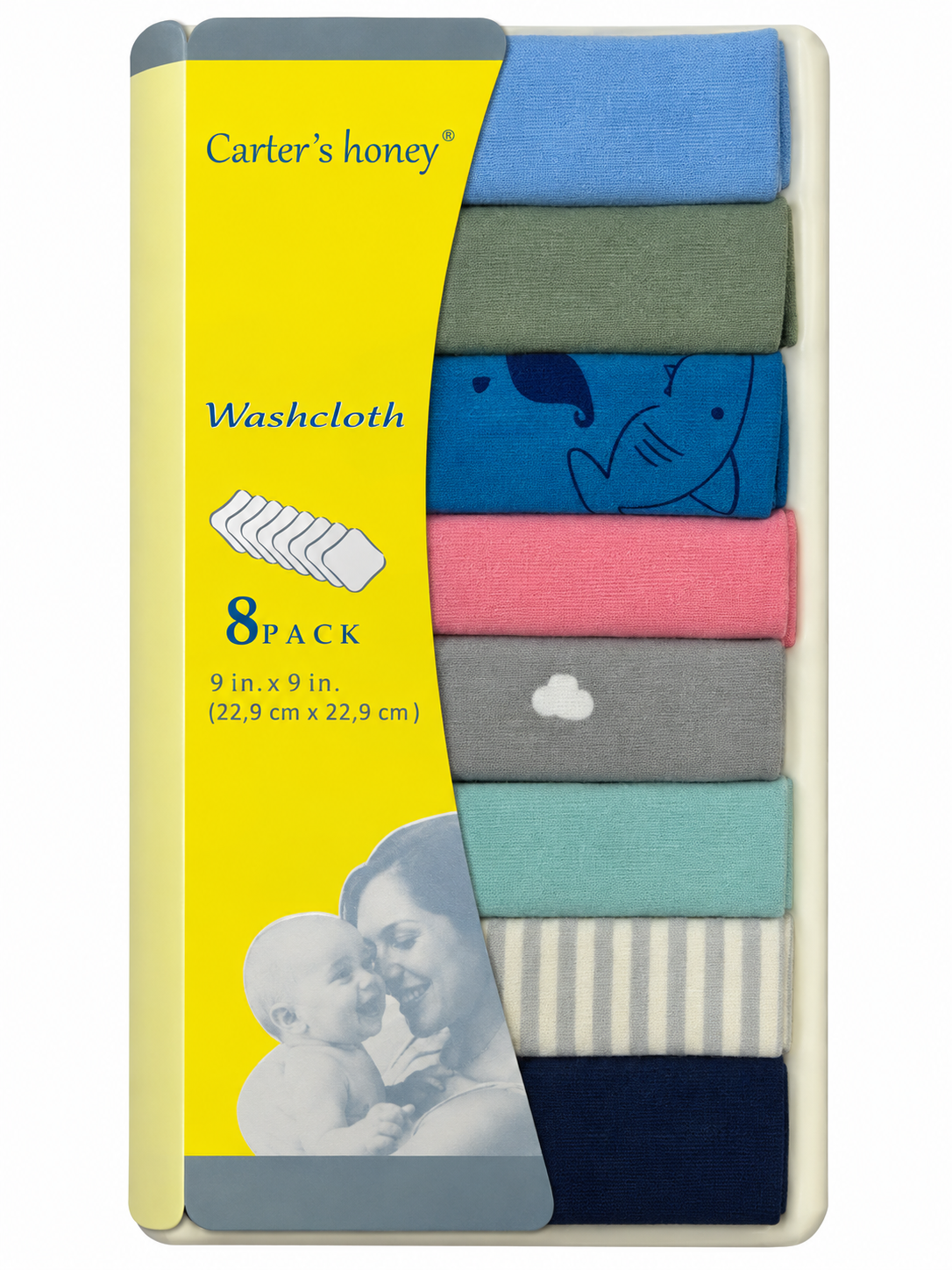 پک ۸ عددی دستمال نخی کودک Carter’s Honey مدل Washcloth