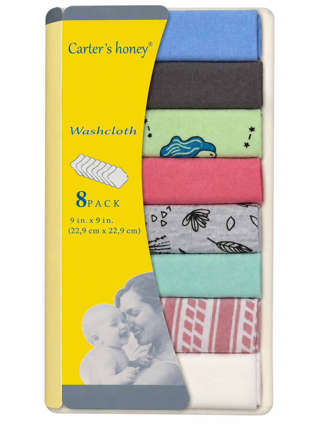پک ۸ عددی دستمال نخی کودک Carter’s Honey مدل Washcloth