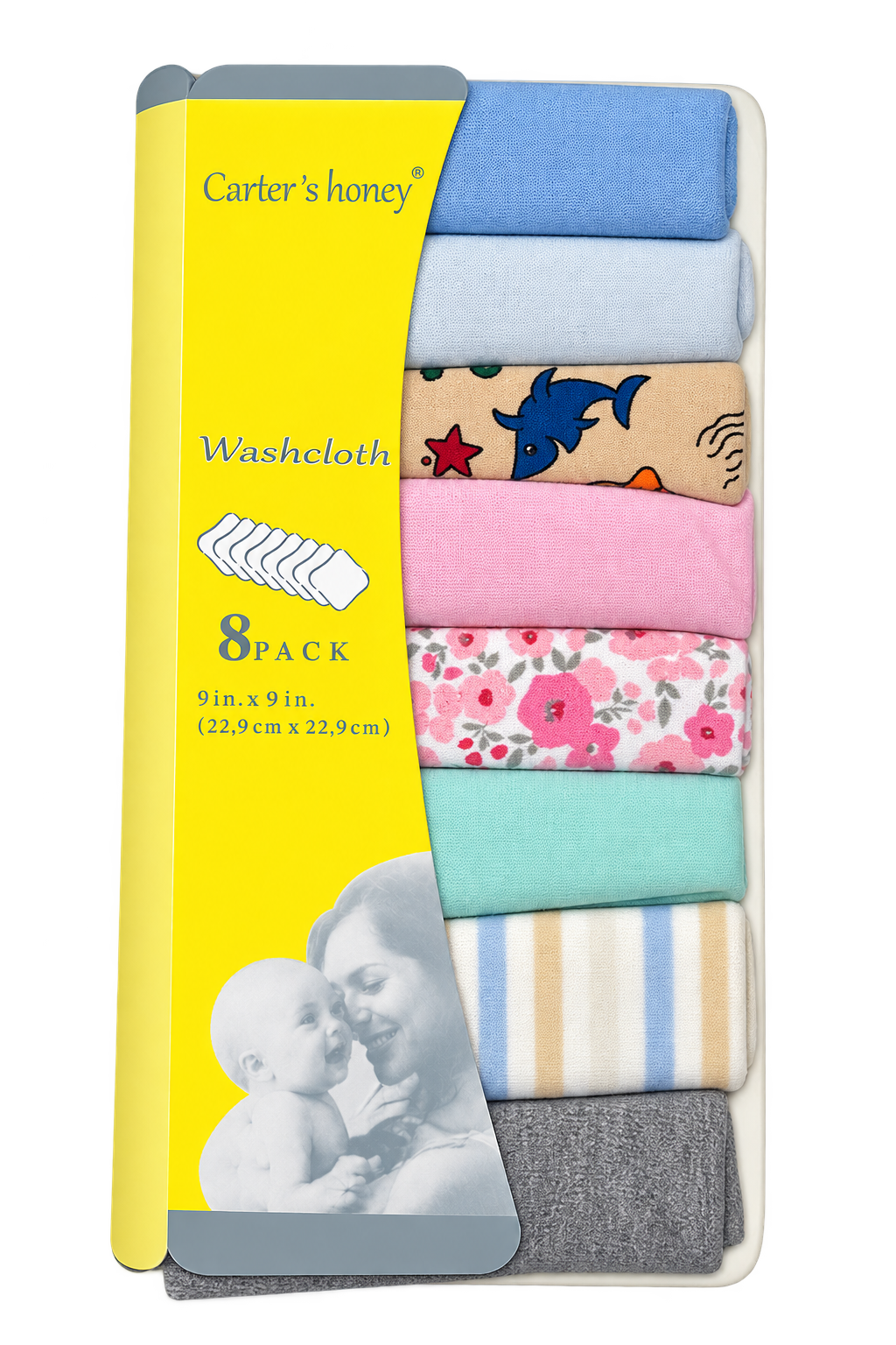 پک ۸ عددی دستمال نخی کودک Carter’s Honey مدل Washcloth