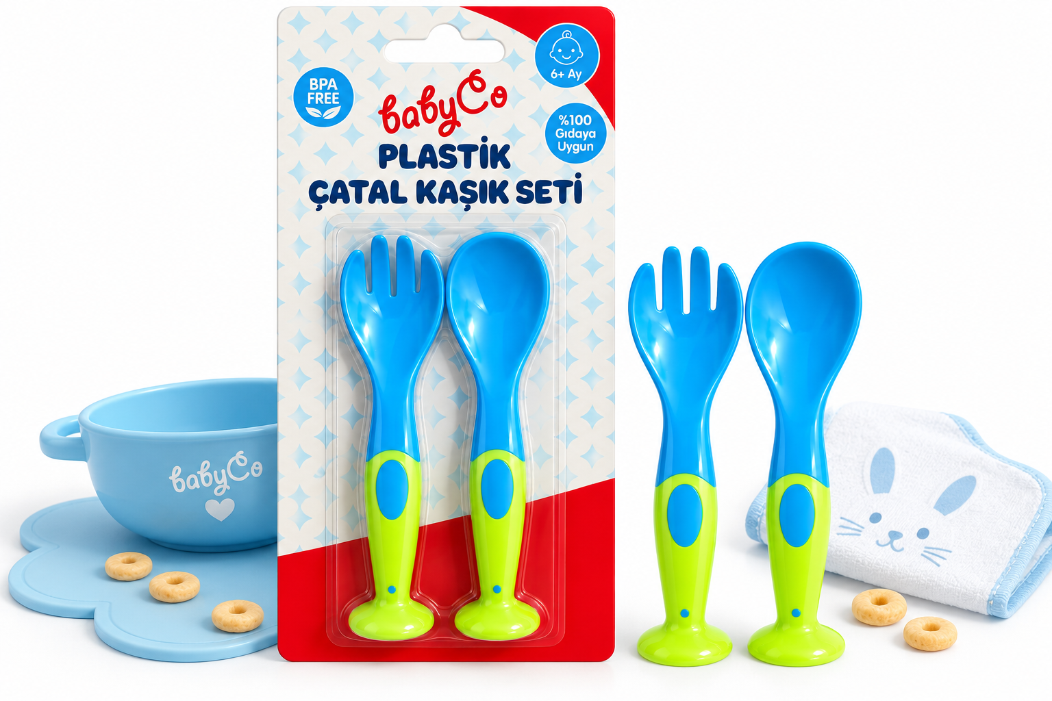 ست قاشق و چنگال کودک BabyCo مناسب ۶ ماه به بالا