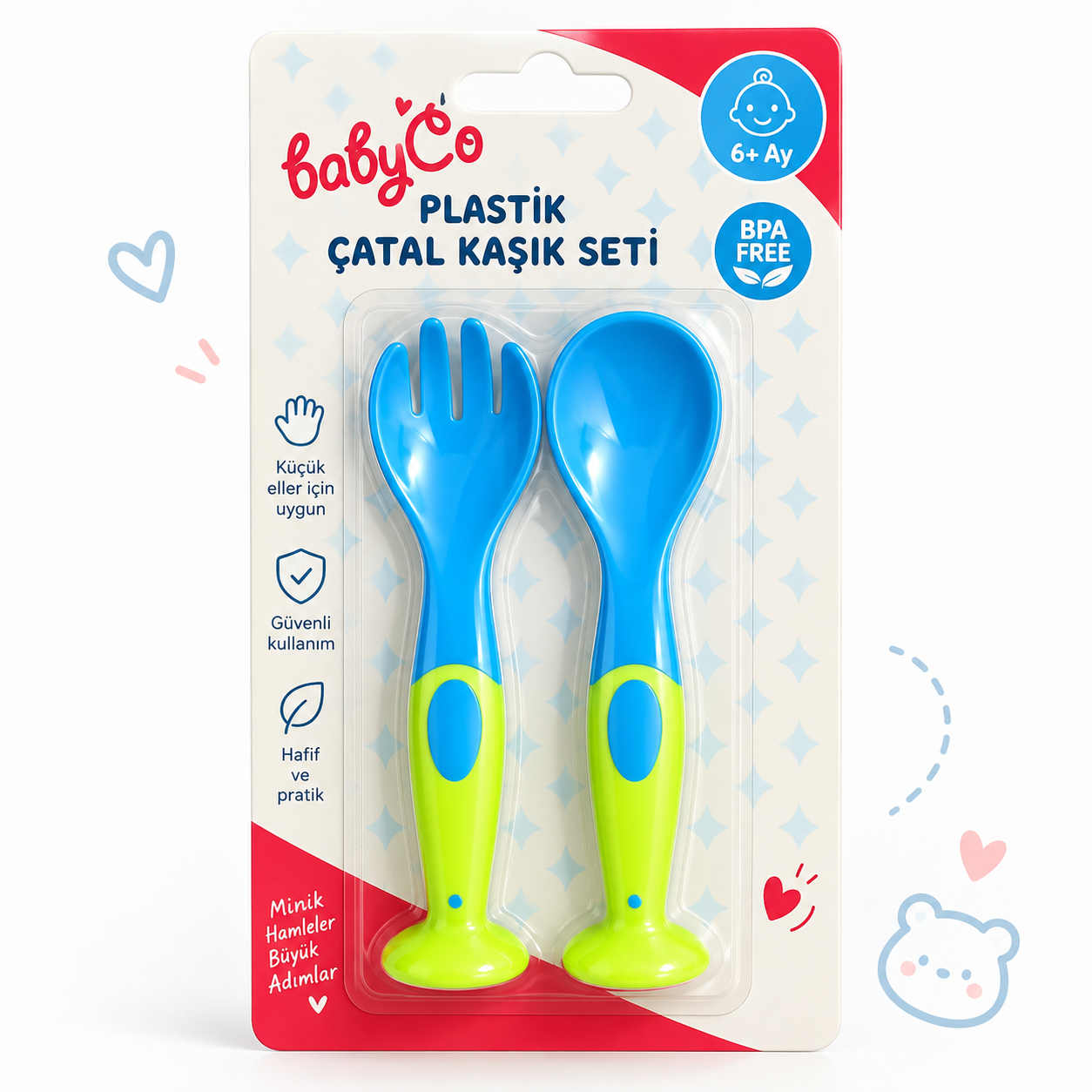 ست قاشق و چنگال کودک BabyCo مناسب ۶ ماه به بالا