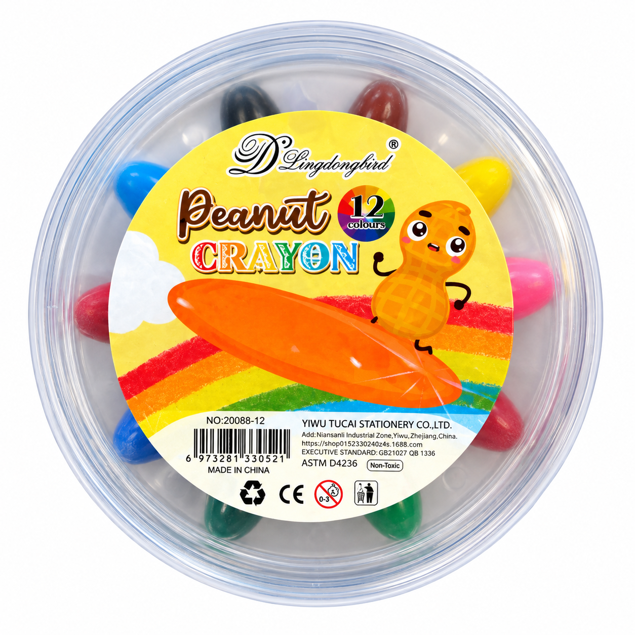 مداد شمعی پاستلی کودک Peanut Crayon مدل بادامزمینی – ۱۲ و ۲۴ رنگ